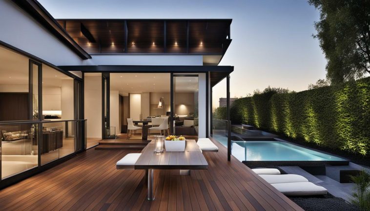 Holzgeländer mit Edelstahl für moderne Terrassen