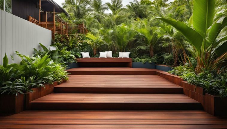 Terrassengestaltung mit Holzbelägen für tropische Klimazonen