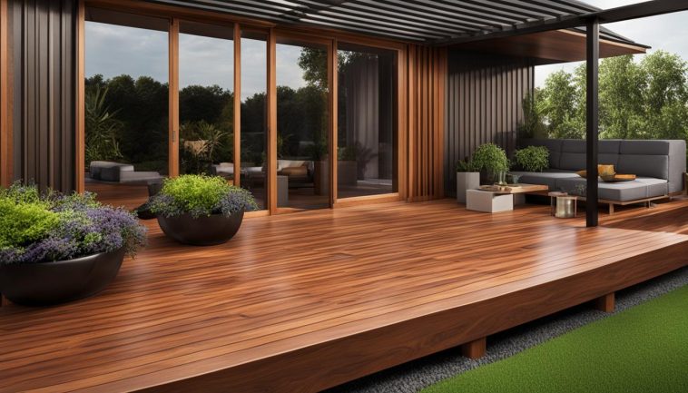 Kreative Terrassengestaltung mit unterschiedlichen Holzmustern