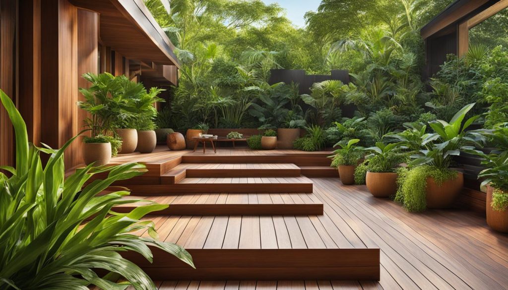 Terrassenbau mit tropischem Holz