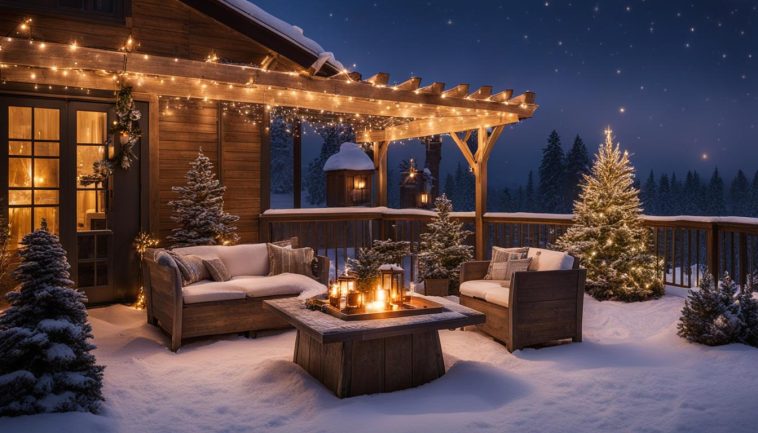 Terrassenmöbel und -dekorationen für winterliche Gemütlichkeit